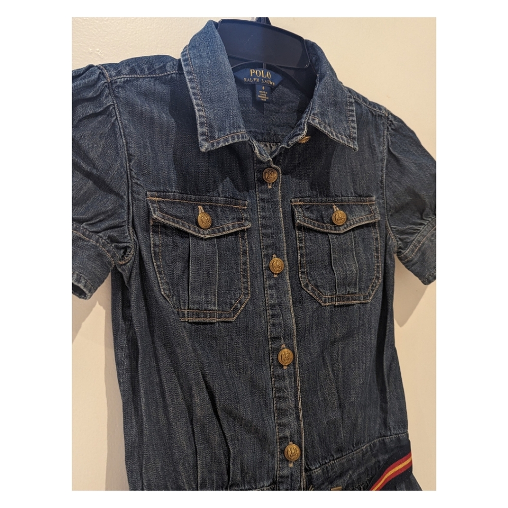 ✨Vintage POLO RALPH LAUREN~Denim Button Down Dress w/Belt~Girls Size 8